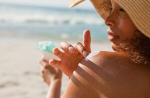 applying sunscreen